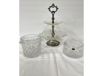 Crystal Ice Bucket & Crystal Bowl