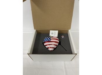 Christopher Radko American Flag Heart Shaped Ornament