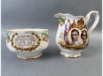 Royal Albert Commemorative Cream And Sugar Bowl.