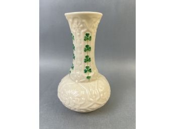 Vintage Shamrock Belleek Vase.