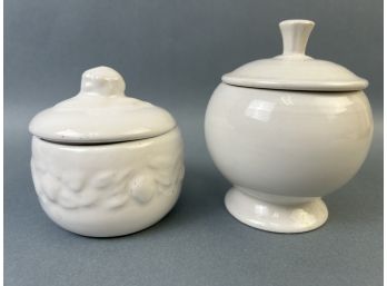 2 Vintage Porcelain Covered Sugar Bowls.