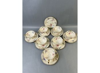 7 Castleton China Sunnyvale Pattern Coffee Cups With Saucers And 1 Extra Saucer.