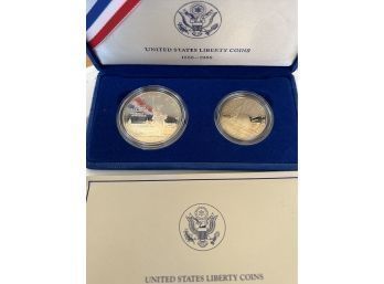 United States Liberty Coins 1986 Liberty Half Dollar & Liberty Silver Dollar Proofs