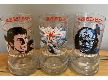 Vintage 1984 Star Trek Drinking Glasses From Taco Bell Set Of 3