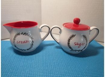 Spectrum Sugar & Creamer Set/Knobler Sugar & Creamer Set W/tray Japan