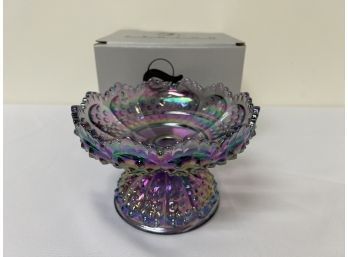 Fenton Purple Pearlescent Hobnail Footed Candlebowl