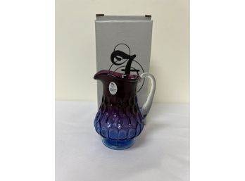 Fenton Blue & Purple Thumbprint Pitcher