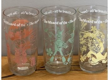 Vintage Swift WIZARD OF OZ Glass Set Of 3 Peanut Butter Glasses T