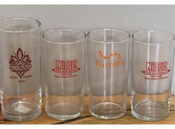 (4) Vintage Casino Glasses, Eldorado, Harrah's & Nugget