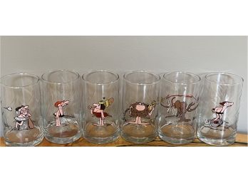 ARBY'S B.C. ICE AGE COLLECTOR SERIES, 1981 Complete Set Of 6 Glasses