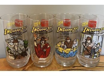 Indiana Jones 'Temple Of Doom' Set Of 4 7-Up Drinking Glasses (1984)