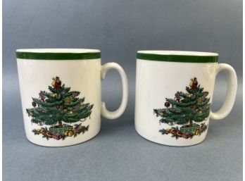 2 Spode Christmas Tree Coffee Mugs.