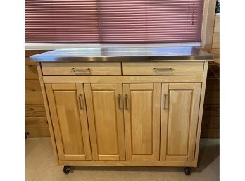 Rolling Kitchen Counter W/stainless Top