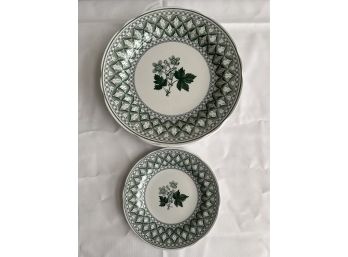 Spode Green Geranium 7 Dinner Plates And 1 Bread