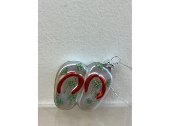 Small Hand Painted Hawaii Flip Flops Christmas Ornament