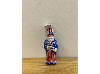 Slavic Treasure Uncle Sam's Santa Christmas Glass Ornament