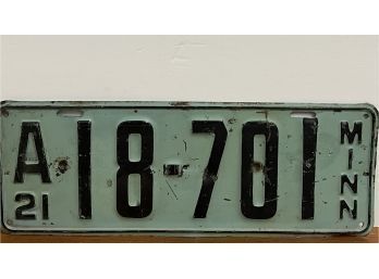 Minnesota Vintage License Plate 1921