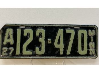 Vintage Minnesota License Plate 1927