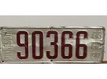 Minnesota Vintage License Plate 1915-1917