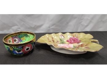 2 Piece Leaf And Floral Bowl