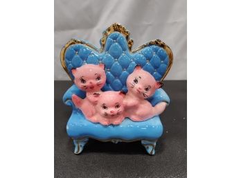 1959 Bradley Figurine Of 3 Kittens On Chair