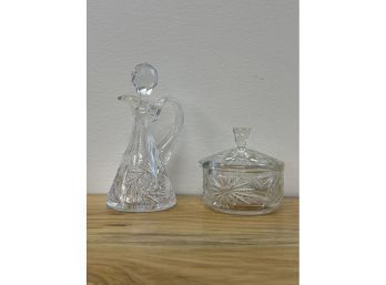 Cruet And Covered Dish (sugar Bowl)