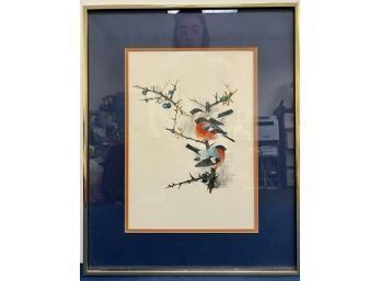 Three Birds On A Branch, Framed & Matted Art