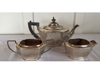 Sterling Teapot, Cream, And Sugar Set