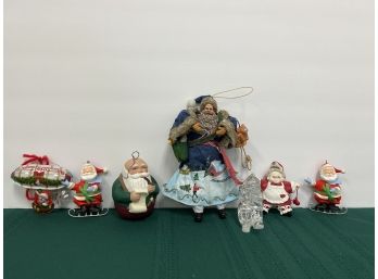 Lot Of 7 Santa Ornaments -local Pickup