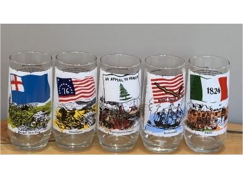 1973 Lot Of 5 Heritage Series  Drinking Glass Coca-Cola - Patriotic-local Pickup