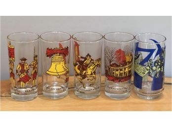 (5) Vintage Bicentennial Celebration Drinking Glasses-1776 To 1976