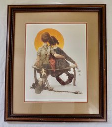Adorable Norman Rockwell's Sunset Framed 19 X 22