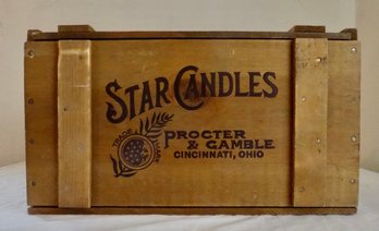 Vintage Procter And Gamble Star Candles Wood Crate With Lid  W.16 X H.9 X D.12
