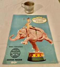 Vintage Ringling Circus Program & Souvenir Tin Cup