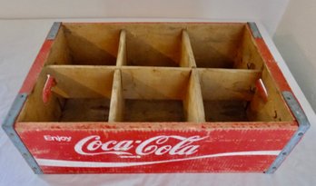 Vintage Coca Cola Wood Bottling Crate, Red Paint   W.17 X H.6 X D.11