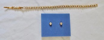 Avon Clear Stone Tennis Bracelet & Earrings