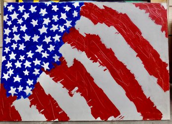 Oil On Canvas  United States Flag  36 X 24