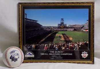 Colorado Rockies 1995 Wild Card Win Photograph And Baseball