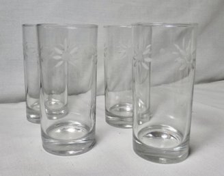 Set Of 4 Vintage Daisy Drinking Glasses By Crisa