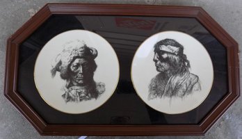 2 Framed Collectors Plates From The Indian Nation Series  24 X 13