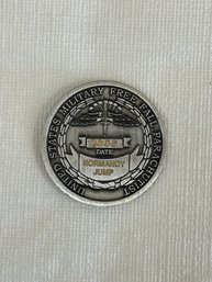 Normandy Free Fall Parachutist Challenge Coin