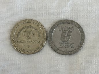 2 Vintage Casino Tokens Pueblo De Acoma & United