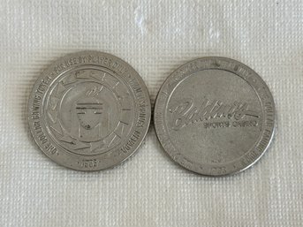 2 Vintage Casino Tokens Indiana Springs & Baldinis