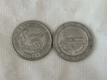 2 Vintage Casino Tokens Sands Hotel & Kidwell Airport