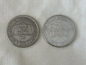 2 Vintage Casino Tokens Mr. Cs & Silver Legacy