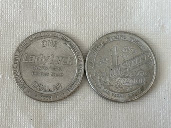 2 Vintage Casino Tokens Main Street Station & Lady Luck