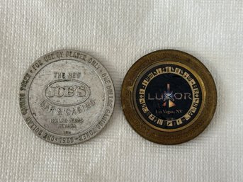 2 Vintage Casino Tokens Joes Bar & Luxor