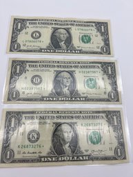 Star Note $1 Bills Lot Of 3
