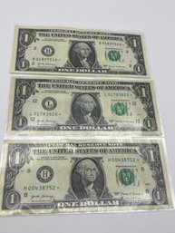 Star Note $1 Bills Lot Of 3