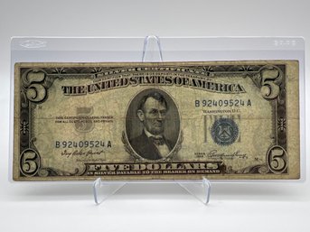 1953 $5 Silver Certificate OFF CENTER